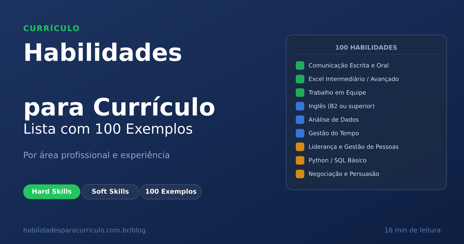Habilidades para Currículo - Lista Completa com 100 Exemplos