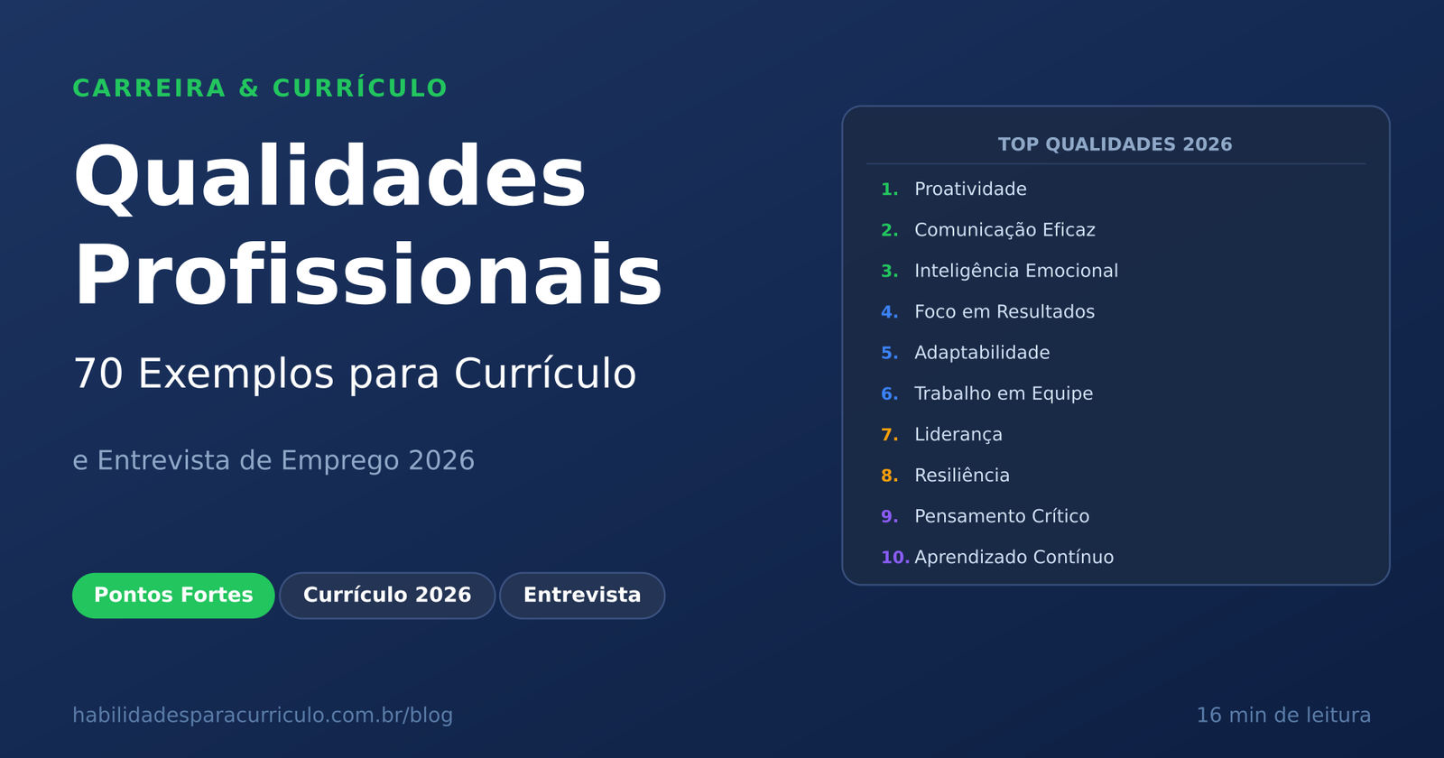 70 Qualidades Profissionais para Currículo e Entrevista 2026